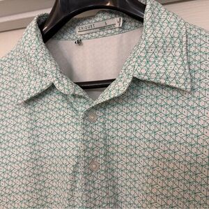 Criquet Golf Performance Polo Shirt Mens Large Green Dice Geometric Vegas